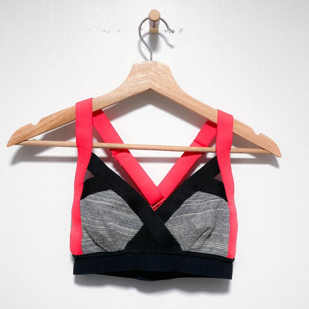 Aritzia Women's XS Activewear Stretch Mesh Sports Bra pink grey and black